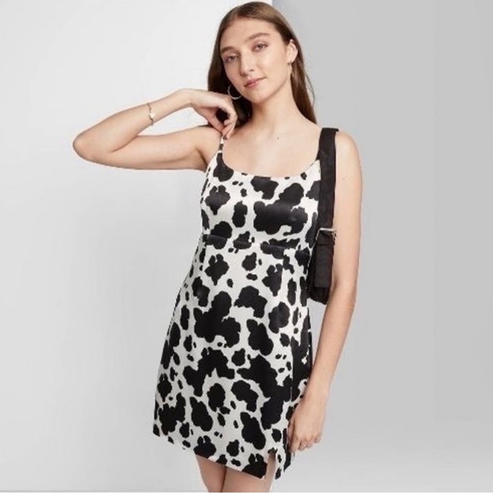 Wild Fable Black & White Calf Print Silky Dress
